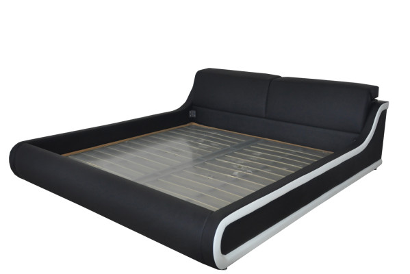 Lit double en cuir de luxe + lits rembourrés USB multifonction LB8835