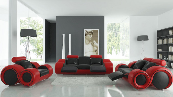 Canapé en cuir Canapé Salon Paysage vivant 3+2+1 Place Suite Design Moderne Canapé A1163D