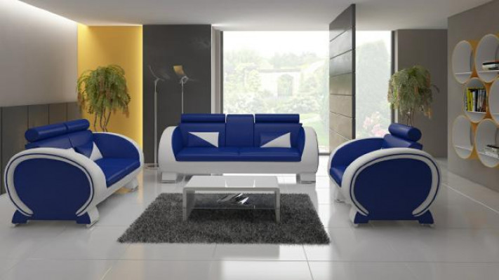 Canapé en cuir + canapé USB 3 places canapé de détente avec fonction bar Suite design