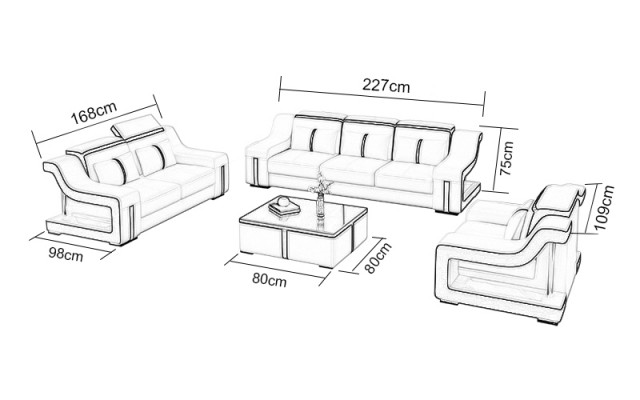 Canapé Designer trois places Canapé 3 places Tissu Cuir Canapés grands