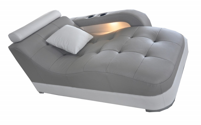 Designer Leather Chaise Longues + USB Ottoman Sofa Genuine Leather Relax Chaise  Chaises Longues en cuir design + canapé ottoman USB authentique en cuir véritable Chaise de relaxation