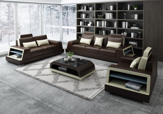 Multifonction canapé relax canapé  en cuir Trois places Design 3er nouveau Canapés