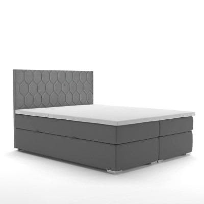 Lit Boxspring Hôtel Double 180x200cm Lits de Luxe Rembourrage Fonction Boîte Gris