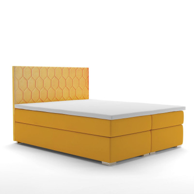Lit Boxspring Hôtel Double de Luxe, Lits Rembourrés Fonction coffre en Velours Jaune