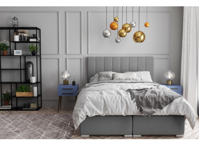 Lit Boxspring Chambre Double Lits Design Rembourrage Boîte Fonction Gris