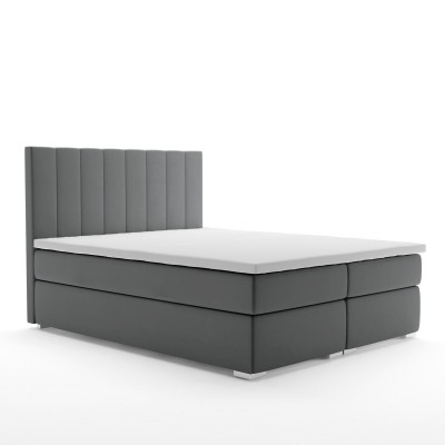 Lit Boxspring Chambre Double Lits Design Rembourrage Boîte Fonction Gris