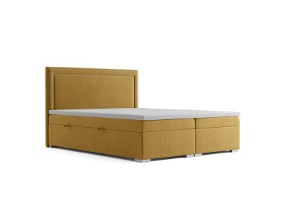 Boxspring Design Lit Hôtel Double Lits Luxe Lit Rembourré Lit Base Fonction Jaune