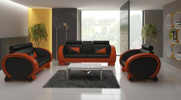 Canapé en cuir avec fonction bar, canapé design, canapé 3 places, canapé de relaxation.