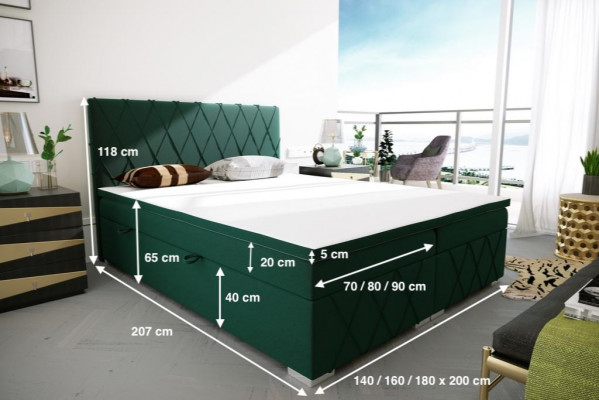 Ensemble complet de lit double Matelas Sommier Surmatelas Lits fonction Boîte verte