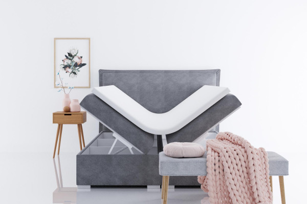 Lits boxspring doubles de luxe pour hôtel moderne avec fonction coffre et tissu d'ameublement