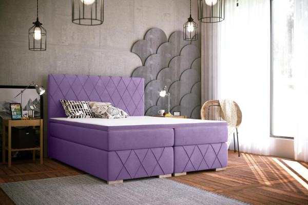 Ensemble complet Matelas & Surmatelas Lit Boxspring avec revêtement violet 180x200cm Lits