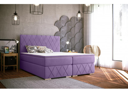 Ensemble complet Matelas & Surmatelas Lit Boxspring avec revêtement violet 180x200cm Lits