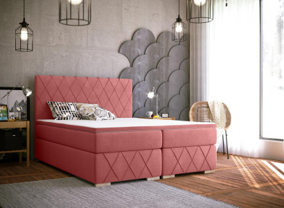 Ensemble complet Matelas & Surmatelas Lit Boxspring Rembourrage Rose 180x200cm Lits neufs