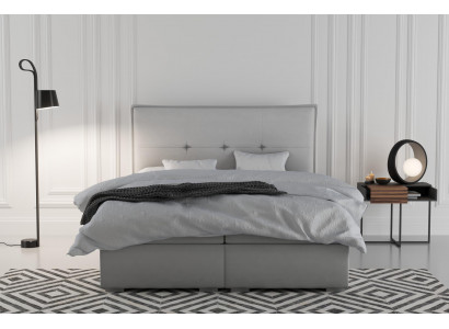 Lit boxspring Hotel Double Textile Gris Lits de luxe Fonction de base de lit rembourré