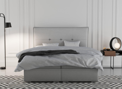 Lit boxspring Hotel Double Textile Gris Lits de luxe Fonction de base de lit rembourré