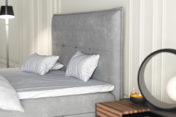 Lit boxspring Hotel Double Textile Gris Lits de luxe Fonction de base de lit rembourré