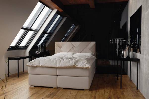 Lit boxspring de luxe double de l'hôtel Fonction de base de lit à rembourrage 140x200cm