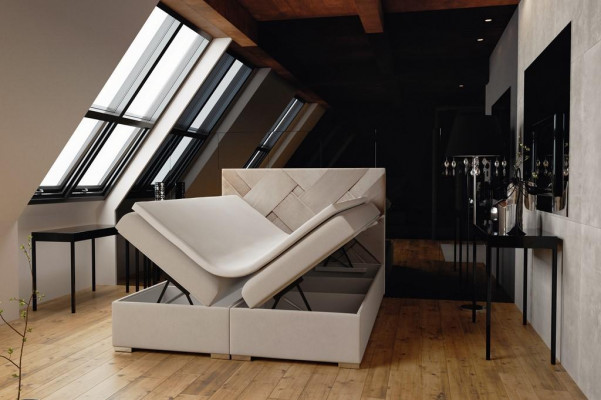 Lit boxspring de luxe double de l'hôtel Fonction de base de lit à rembourrage 140x200cm