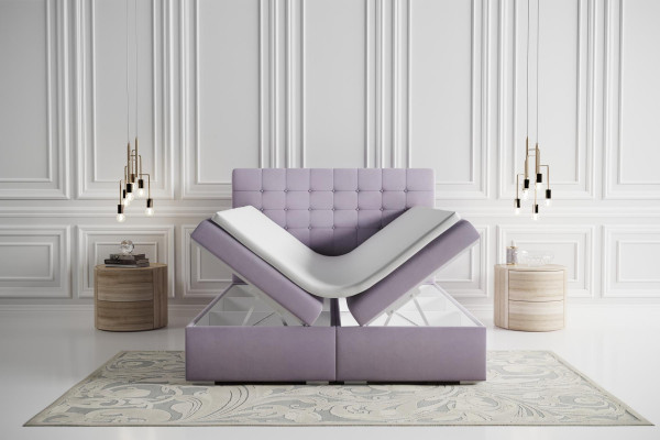 Ensemble complet Matelas & surmatelas Lit à sommier tapissier rose 180x200cm