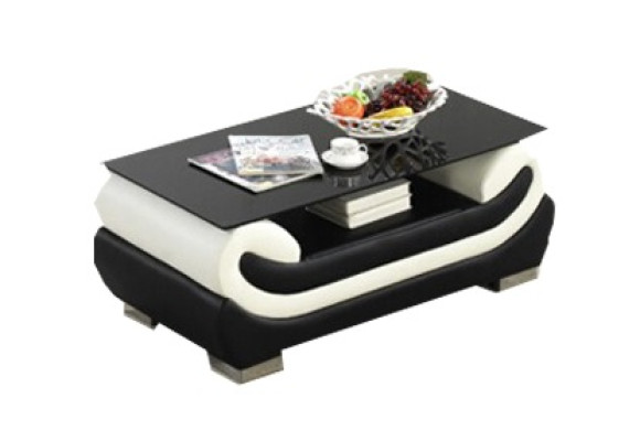 Table basse Classique en cuir Table avec dessus en verre Tables en verre Table en cuir