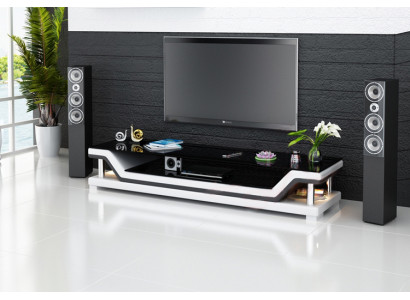 Meuble TV Buffet TV Cuir Table en Verre Armoire Télévision Table Designer 3009