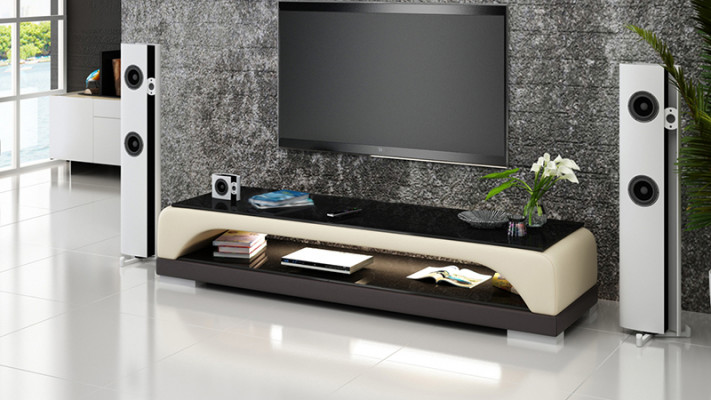 Meuble TV Buffet TV Table en cuir en verre Table de télévision Armoire Table Basse Mo.H