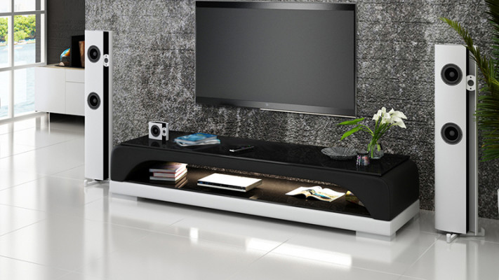 Meuble TV Buffet TV Table en cuir en verre Table de télévision Armoire Table Basse Mo.H