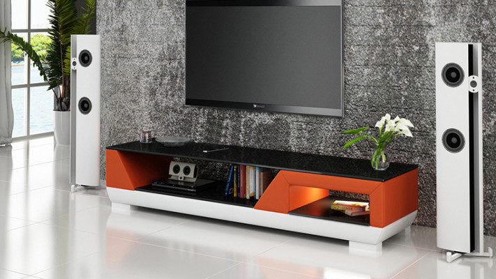 Meuble TV Meuble TV Cuir Table en Verre Armoire Télévision Table Basse Mo.I