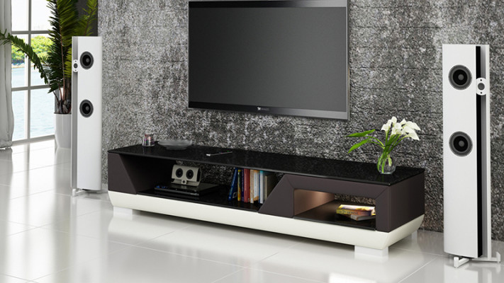 Meuble TV Meuble TV Cuir Table en Verre Armoire Télévision Table Basse Mo.I