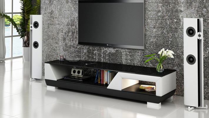 Meuble TV Meuble TV Cuir Table en Verre Armoire Télévision Table Basse Mo.I