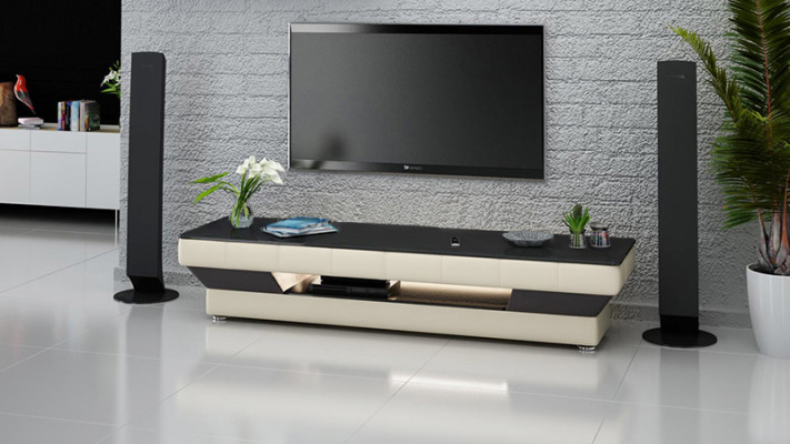 TV-cabinet: Meuble TV TV Sideboard: Bahut TV Leather Glass Table: Table en verre et cuir Television Wardrobe: Armoire pour télévision Table Lowboard: Table basse