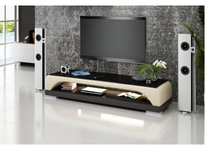 Meuble TV Sideboard en cuir Table en verre Armoire télé Table Designer Décor