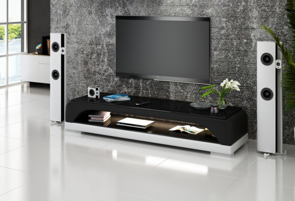 Meuble TV Sideboard en cuir Table en verre Armoire télé Table Designer Décor