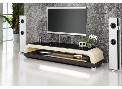 Meuble TV Table basse en cuir en verre Armoire TV Table de télévision décor Design.