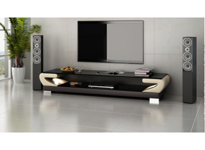 Meuble TV Buffet TV en cuir Table en verre Décor Télévision Armoire Table Designer
