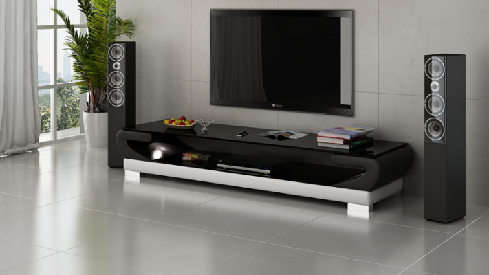 Meuble TV Buffet TV en cuir Table en verre Décor Télévision Armoire Table Designer