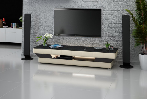 Meuble télé Meuble TV Cuir Déco Table en verre Armoire télé Table Designér
