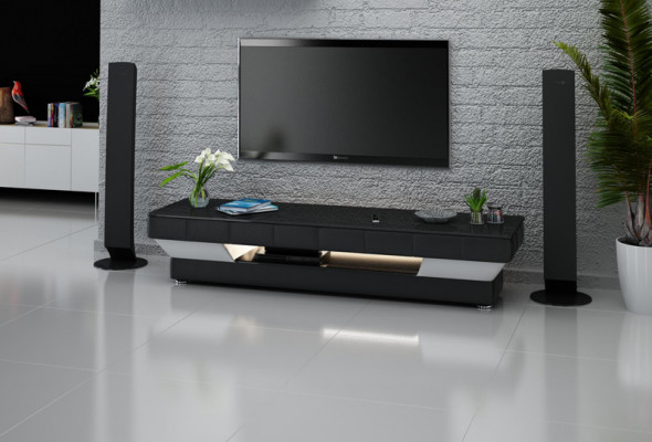 Meuble télé Meuble TV Cuir Déco Table en verre Armoire télé Table Designér