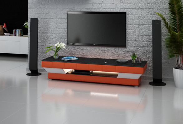 Meuble télé Meuble TV Cuir Déco Table en verre Armoire télé Table Designér