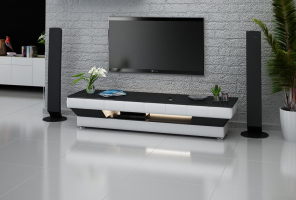 Meuble télé Meuble TV Cuir Déco Table en verre Armoire télé Table Designér