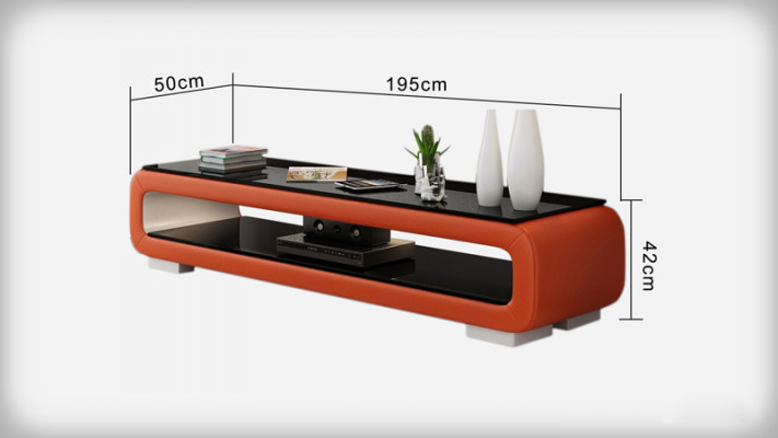 Meuble TV Buffet TV en cuir Décor Verre Table de télévision Armoire de table de télévision Designer