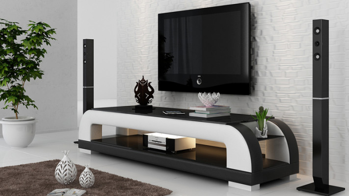 Meuble TV Commode TV Décor Cuir Table en Verre Table TV Armoire TV Designer