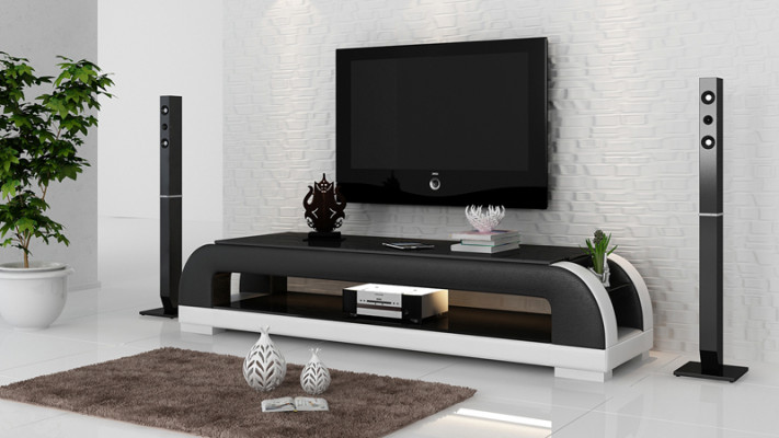 Meuble TV Commode TV Décor Cuir Table en Verre Table TV Armoire TV Designer