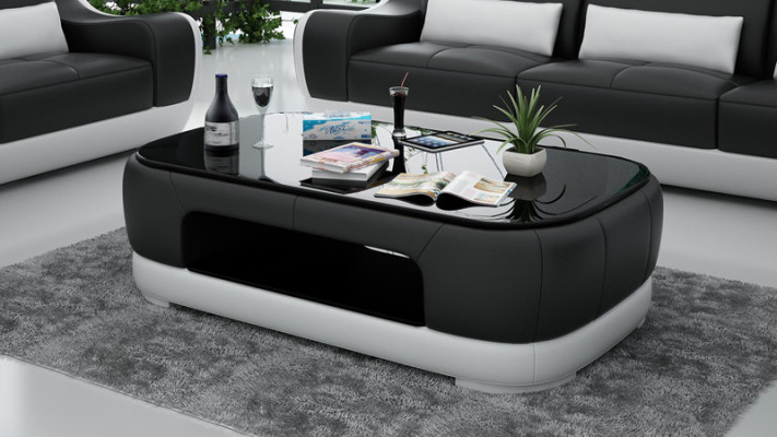 Table basse rembourrée Table basse Table en verre Table d'appoint