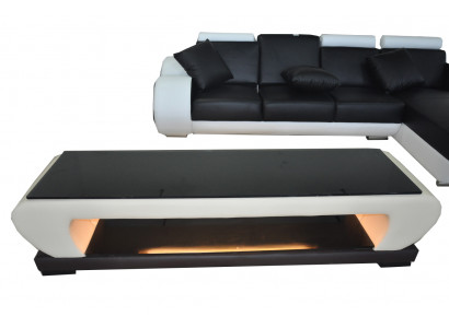 Meuble TV Buffet en Cuir Table de Designer Table en Verre TV Armoire Nouveau Moderne