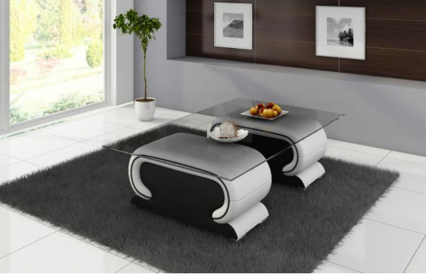 Table en verre design Dessus de table en cuir Canapé Sofa Tables en cuir