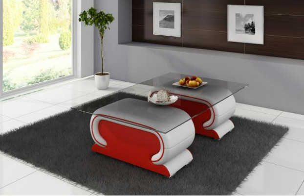 Table en verre design Dessus de table en cuir Canapé Sofa Tables en cuir