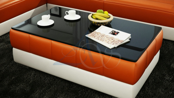 Table basse design Rembourrage Table en cuir Verres Tables en verre #SBA1A