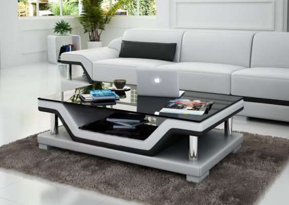Table basse designer Rembourrage Table Meuble cuir Verre Tables modernes #SB3009