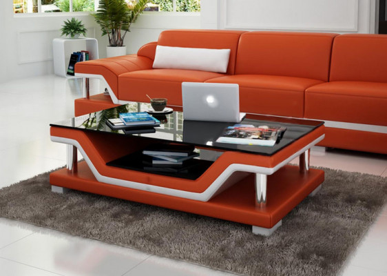Table basse designer Rembourrage Table Meuble cuir Verre Tables modernes #SB3009